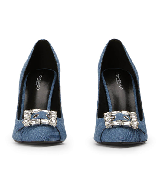 Tony Bianco Abbey Washed Denim 10.5cm Court Shoes Blue | XIEGW78872