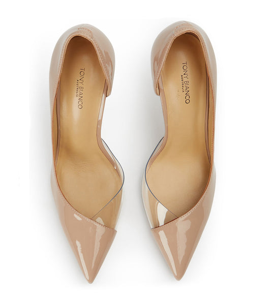 Tony Bianco Adore Coco Patent/Clear Vinylite 10.5cm Court Shoes Beige | XIEBH55397