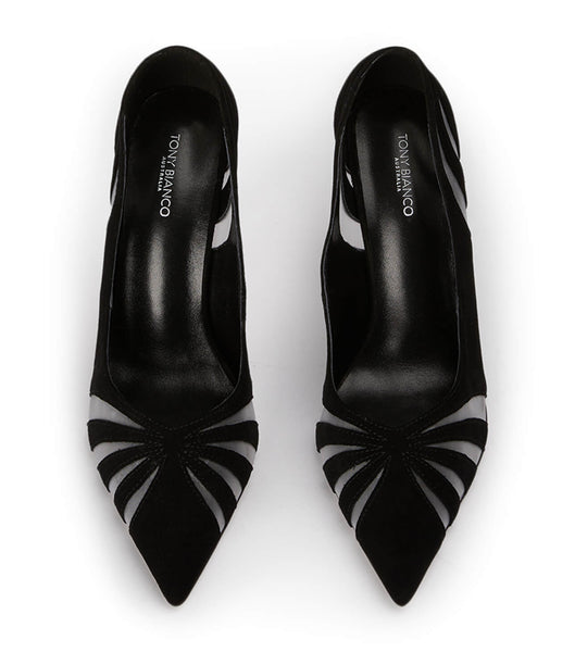 Tony Bianco Arrow Black Suede 10.5cm Court Shoes Black | IEEAH31439