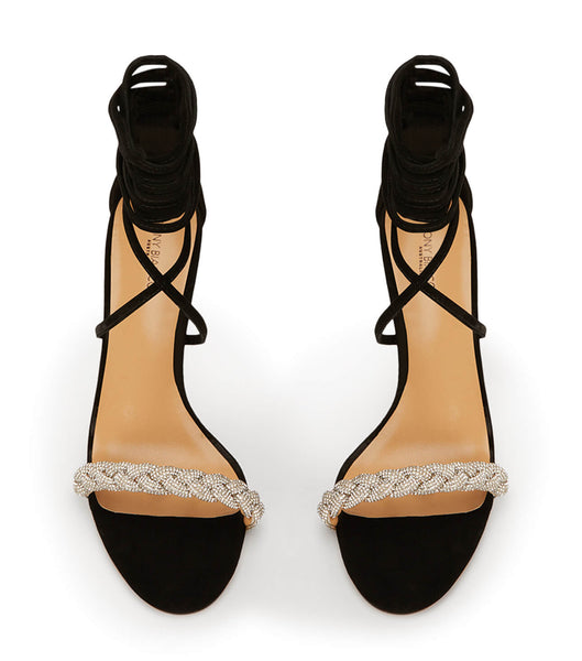 Tony Bianco Henley Black Suede 8.5cm Strappy Heels Black | IEQAV27221