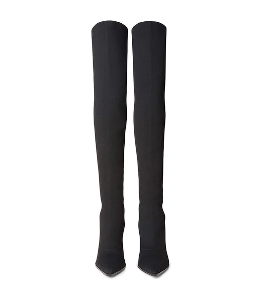 Tony Bianco Kori Black Sock Knit 9.5cm Heeled Boots Black | GIEUC46739