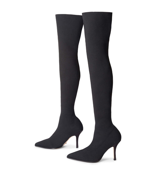 Tony Bianco Kori Black Sock Knit 9.5cm Heeled Boots Black | GIEUC46739