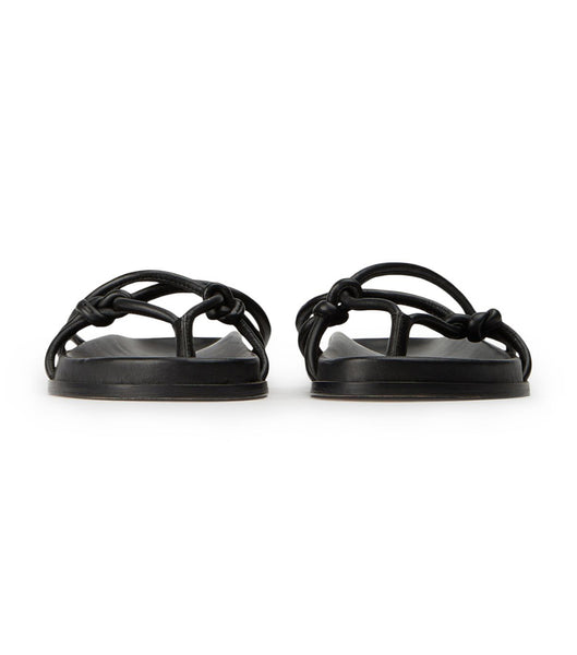 Tony Bianco Luelle Black Nappa Flat Sandals Black | UIETG45912