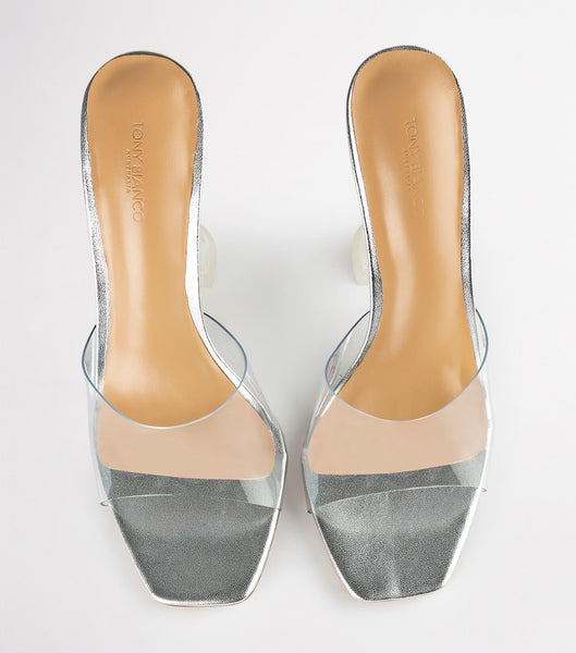 Tony Bianco Serri Clear Vinylite/Silver 10.5cm Bridal Heels Silver | PIEER26492