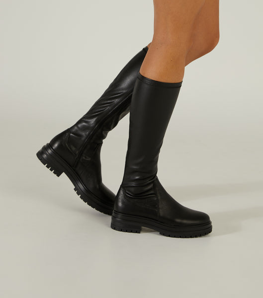 Tony Bianco Waze Black Venice/Black Venezia 4.5cm Knee High Boots Black | IENZX85391