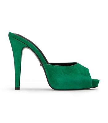 Tony Bianco Love Jade Suede 12cm Platform Shoes Green | IEICD33244